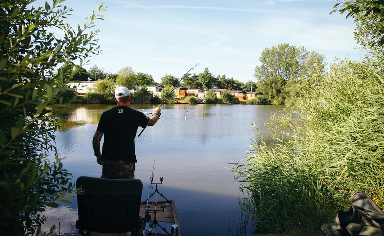 An angler fishing at Tattershall Lakes